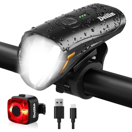 Deilin Fahrradlicht Set, bis zu 70 Lux LED Fahrradbeleuchtung Wasserdicht