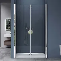 SoGood doporro Duschtür Nischentür dusche Duschabtrennung Duschkabine 90cm Nischendrehtür 195cm ESG-Sicherheitsglas aus Klarglas mit Hebe- und Senkmechanismus Teramo24k