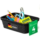 Novaliv Aufbewahrungsbox - (4 St), 4x Aufbewahrungskorb Rattan schwarz 14.00 cm x 6 cm