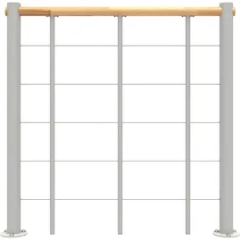 Minka Brüstungsgeländer mit Untergurten 1 m lang Edelstahl/Holz Weiß