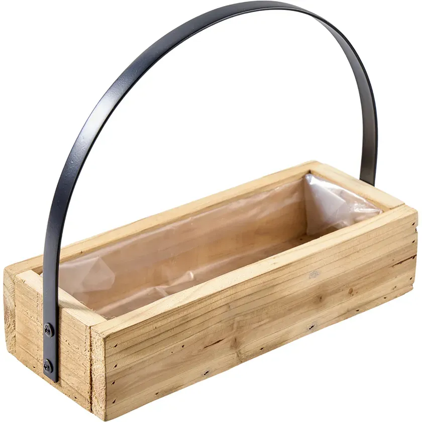 Kiste Holz 30x12x25cm m.Metallbügel natur
