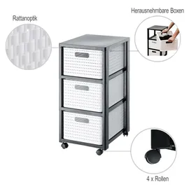 Rotho Rollcontainer Country 37,5 x 32,5 x 71,2 cm 3-tlg. weiß
