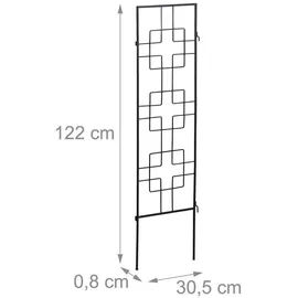 Relaxdays Rankgitter Metall, 3er Set, zum Stecken, Rankhilfe für Kletterpflanzen, 122 x 30,5 cm, Spalier Garten, schwarz