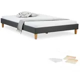 Homestyle4u Polsterbett Grau Textil, 140x200 cm, Schlafzimmer, Betten, Polsterbetten