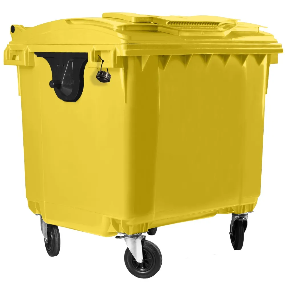 Hardwex Müllcontainer 1100 l Gelb mit Flachdeckel, Deckel im Deckel