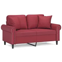 VidaXL 2-Sitzer-Sofa mit Zierkissen Weinrot 120 cm Kunstleder