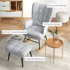 Homcom Schaukelstuhl mit Hocker Polyester, Schaumstoff