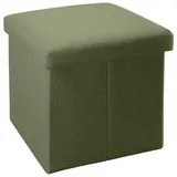 Intirilife Faltbarer Sitzhocker 30x30x30 cm in FRÜHLINGS GRÜN - Sitzwürfel mit Stauraum und Deckel aus Stoff in Leinen Optik