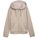 Tom Tailor Damen Hoodie Sweatjacke aus Scuba, grau, Uni, Gr. XXXL