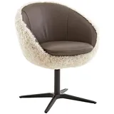 Koinor Armlehnstuhl, Braun, Beige, Textil, Leder, Kombination Echtleder/Stoff, Nappaleder, Drehkreuz, X-Form, 65x81x61 cm, Goldenes M, Dgm, Beinauswahl, Lederauswahl, Stoffauswahl, Typenauswahl, Sitzfläche 360° drehbar, Gestellauswahl, automatische Rückholfunktion, Esszimmer, Stühle, Esszimmerstühle, Armlehnenstühle