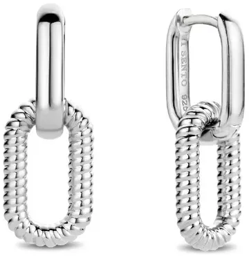 TI SENTO - OHRRINGE - Signature Ribbed Chain - silber