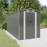 homiuse Gartenschrank 192x440x223 cm Geräteschuppen Hellgrau Verzinkter Stahl Gartenhaus Metall Fahrradgarage Gartenschrank Wetterfest Fahrradunterstand GeräTehaus Metall Outdoor Schrank GeräTehaus