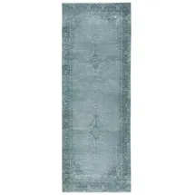tesso living Kelim Vintage Teppich Wohnzimmer Silber 80 X 195 cm - Moderner Kurzflor Teppich - Super Soft