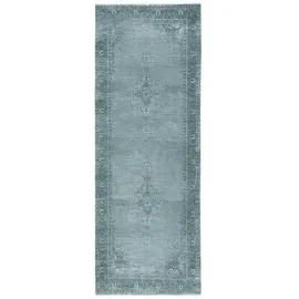 tesso living Kelim Vintage Teppich Wohnzimmer Silber 80 X 195 cm - Moderner Kurzflor Teppich - Super Soft