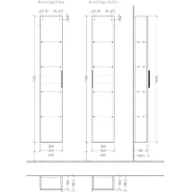 Sanipa 3way Hochschrank mit 1 Tür, Weiß-Soft, UM16543