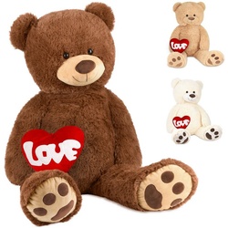 BRUBAKER Kuscheltier »XXL Teddybär 100 cm groß mit Herz Love« (1-St), großer Teddy Bär, Stofftier Plüschtier braun