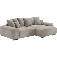 Polsterecke HOME AFFAIRE "Sundance II" Sofas Gr. B/H/T: 318cm x 92cm x 188cm, Velours, Recamiere rechts-Bettfunktion links, grau (dolce 4 taupe) Dauerschläfer mit EasyBett-Schlaffunktion, Bettkasten und Topper