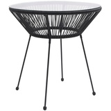 vidaXL Garten-Esstisch Schwarz Ø70x74 cm Rattan und Glas