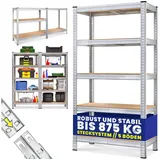 monzana Schwerlastregal MDF 180x90x40cm silberfarben 875kg 5 Platten