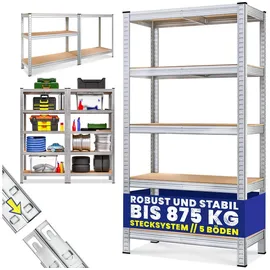 monzana Schwerlastregal MDF 180x90x40cm silberfarben 875kg 5 Platten