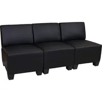 MCW Modular 3-Sitzer Sofa Moncalieri, Kunstleder ~ schwarz, ohne Armlehnen