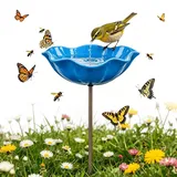 Metall Blumen Gartenstecker Vogeltränke, 2026 Neu Blume Bienentränke für Den Garten, Handgefertigte Blume Garten Stake Vogelbad, Insektentränke Gartens Für Bienens Schmetterlingstränke (Blau,1Pcs)
