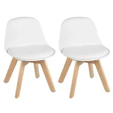 Woltu 2er Set Kinderstühle mit Holzbeinen, Stuhl für Kinder, Sitzhöhe 33cm, Stabile Kinder Stühle mit Rückenlehne für Kinderzimmer, Sitzgruppe Kindertisch, Weiß