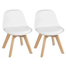 Woltu 2er Set Kinderstühle mit Holzbeinen, Stuhl für Kinder, Sitzhöhe 33cm, Stabile Kinder Stühle mit Rückenlehne für Kinderzimmer, Sitzgruppe Kindertisch, Weiß
