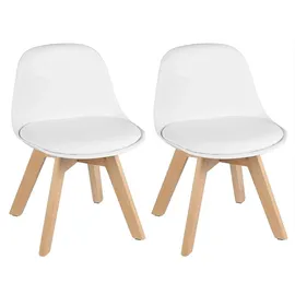 Woltu 2er Set Kinderstühle mit Holzbeinen, Stuhl für Kinder, Sitzhöhe 33cm, Stabile Kinder Stühle mit Rückenlehne für Kinderzimmer, Sitzgruppe Kindertisch, Weiß