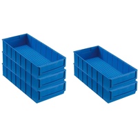 SparSet 5x Blaue Industriebox 400 B | HxBxT 8,1x18,3x40cm | 4,7 Liter | Sichtlagerkasten, Sortimentskasten, Sortimentsbox, Kleinteilebox