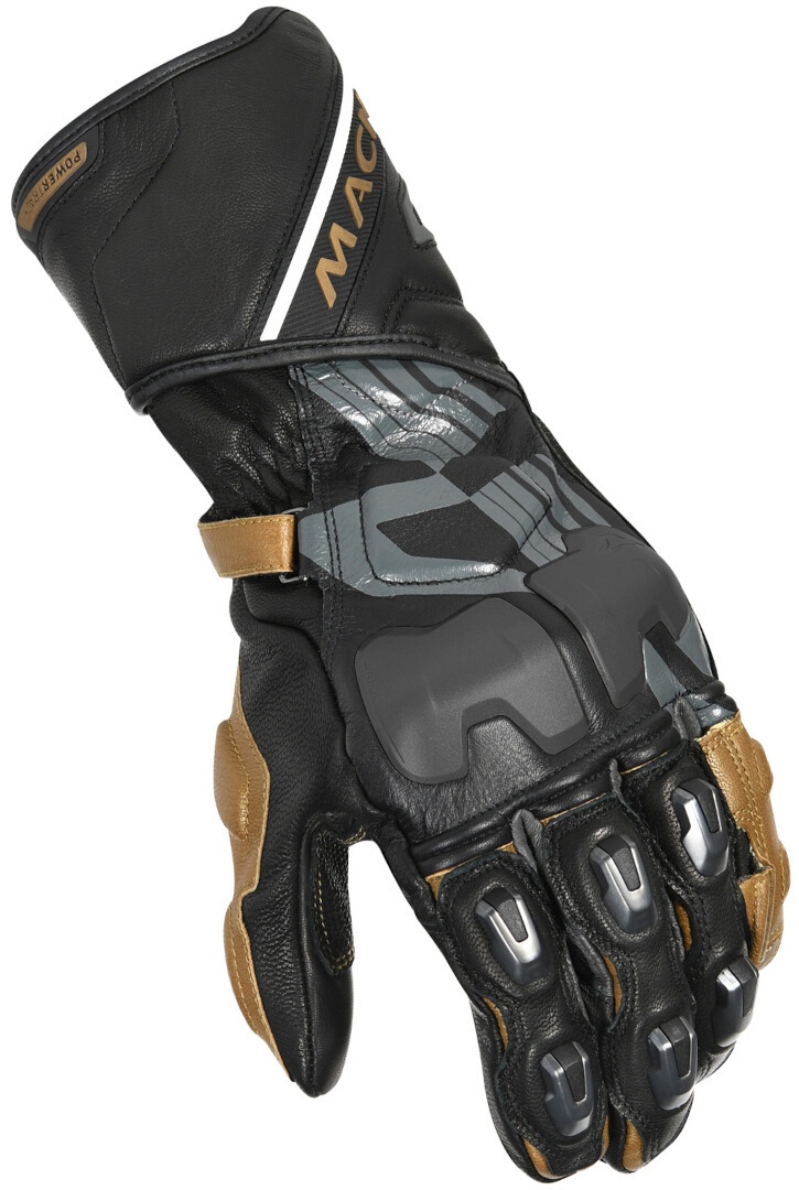 Macna Powertrack Motorfiets handschoenen, zwart-goud, L