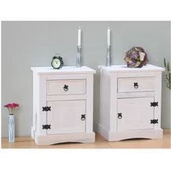 2x Nachtschrank New Mexiko Mexico Nachttisch Nachtkonsole Schrank weiß