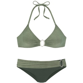 JETTE Triangel-Bikini Damen oliv, Gr.40 Cup C/D,