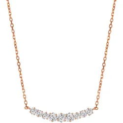 Hey Happiness Tennis-Halskette Herz-Edelsteine 925 Sterlingsilber Rosegold Damen 