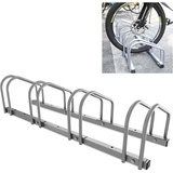 Sonnewelt Fahrradständer für 4 Fahrräder 35-55 mm Reifenbreite,Fahrradständer Bodenparker,Radständer Einfache Montage Fahrradständer Stahl Verzinkt,Fahrradständer Rennrad 101x32x26cm (Silber)