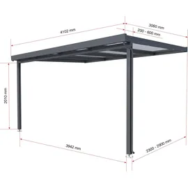 Gutta Terrassendach Premium 410 x 306 cm anthrazit / Polycarbonat bronce