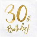 Partydeco 30. Geburtstag 20 Servietten gold