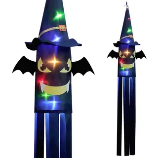 Rosnek Dekoobjekt Horror Geist, Fledermaus Kürbis Skelett, für Halloween Party Hof Deko (3 St) bunt