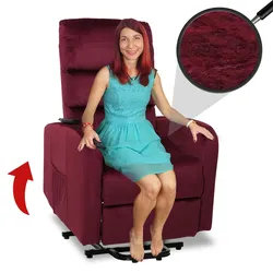 Fernsehsessel MCW-K62, Sessel Relaxsessel TV-Sessel, Liegefunktion Aufstehhilfe elektrisch, Metall Chenille ~ bordeaux