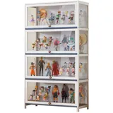 Witriolik Sammlervitrine, Vitrinenschrank Wohnzimmer Glas Vitrinenschrank, Curio-SchräNke Vitrine Harte Textur für Wohnzimmer und Büro(80x33x140cm-4 Schicht/Weiß-Auf DREI Seiten transparent)