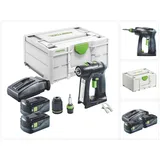 Festool C 18-Basic Akku Bohrschrauber 18 V 45 Nm Brushless + 2x Akku 5,0 Ah + Ladegerät + Systainer