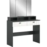 INOSIGN Schminktisch »GORA, Breite 100 cm, 2 Schubkästen, 1feste & 2 faltbare Spiegelflächen«, gefräste Front in Waffeloptik hochglanz, Frisiertisch, Spiegeltisch