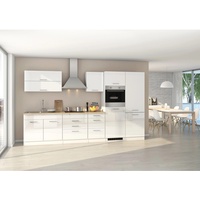 Held Möbel Küchenzeile Mailand 350 cm Weiß Hochglanz-Weiß Matt mit E-Geräten