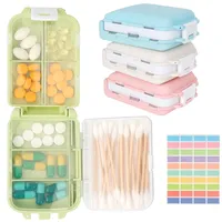 4Pcs Reise Pillendose Klein, 8 Fächer Tablettenbox 7 tage Medikamentenbox Klein Unterwegs mit Etiketten, Tabletten Organizer um Medizin, Vitamin zu speichern, Pillen Organizer für Reise & Tägliches