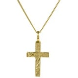 HOPLO Kreuzanhänger Anhänger Kreuz 585 Gold mit massiver Goldkette 1,1 mm, Made in Germany 40 cm