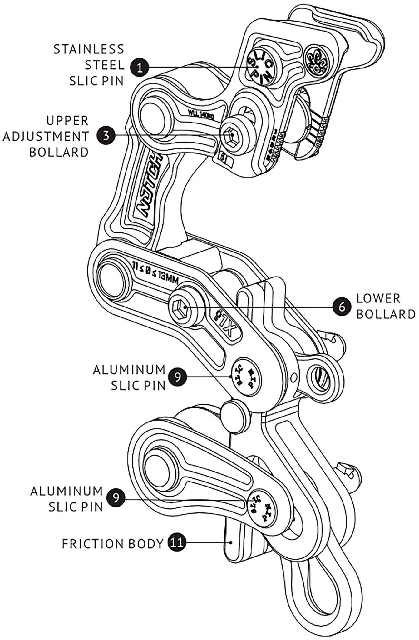 Notch Oberer Reibbolzen für Rope Runner Pro