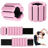 FuYelng 2 Stück Verstellbares Gewichtsmanschetten je 1 lb, Tragbare Handgelenkgewichte Knöchelgewichte Set Silikon Handgelenk Gewichte Sets, für Yoga Tanz Pilates Cardio Aerobic Gehen Joggen (Rosa)