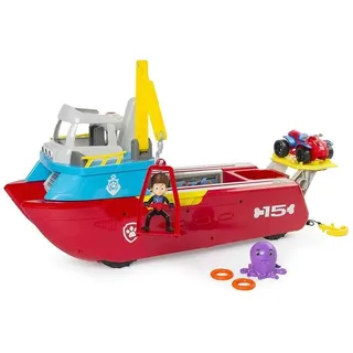 PAW PATROL Sea Patroller Schiff mit Ryder Figur und Zubehör, Spielzeug für Kinder ab 3 Jahren, mit Licht- und Geräuscheffekten, Amphibienfahrzeug