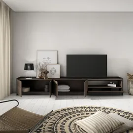 SKRAUT HOME Lowboard 310x50x37 cm Dunkler Eiche/Schwarz Holzwerkstoff