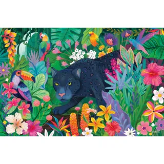 Ravensburger Erwachsenenpuzzle 3000 Teile - Panther im blühenden Dschungel